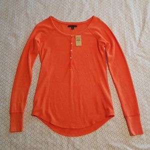 AE orange Henley long sleeved shirt (size S)
